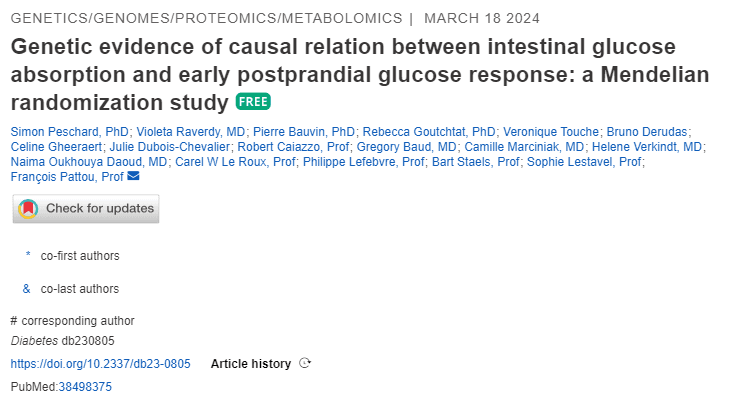 Genetic evidence of causal relation between intestinal glucose absorption publication image